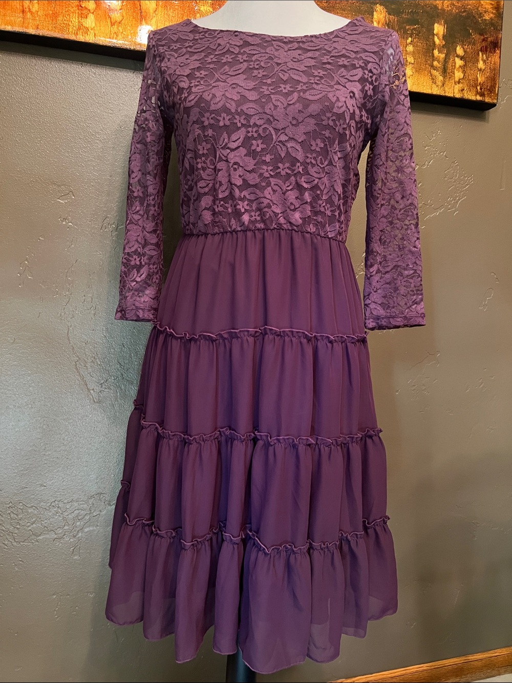 Rod’s Lace Bodice Tiered Midi Dress